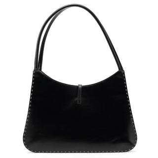 001 4278 Black Leather Hobo Shoulder Bag