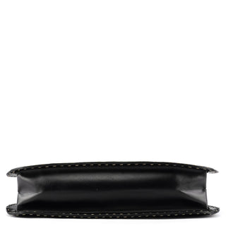 001 4278 Black Leather Hobo Shoulder Bag