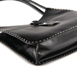001 4278 Black Leather Hobo Shoulder Bag