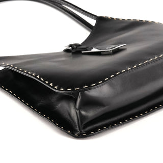 001 4278 Black Leather Hobo Shoulder Bag