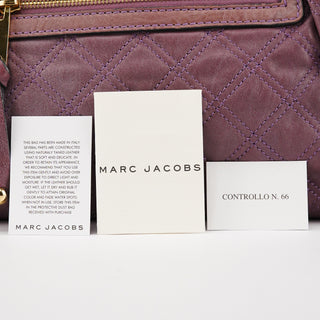 Pale Purple Quilted Leather Stam Shoulder Bag