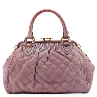 Pale Purple Quilted Leather Stam Shoulder Bag
