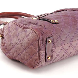 Pale Purple Quilted Leather Stam Shoulder Bag