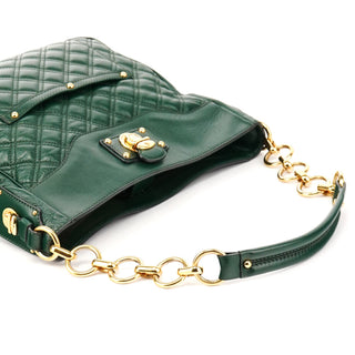Green Quilted Leather Chain Shoulder Bag