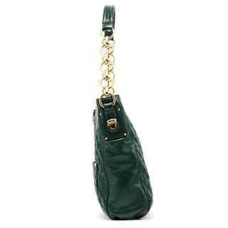 Green Quilted Leather Chain Shoulder Bag