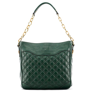 Green Quilted Leather Chain Shoulder Bag