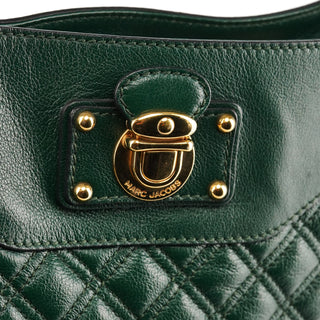 Green Quilted Leather Chain Shoulder Bag