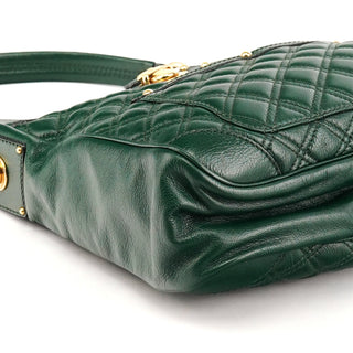 Green Quilted Leather Chain Shoulder Bag