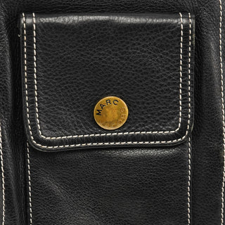 Black Leather Multi-Pocket Shoulder Bag
