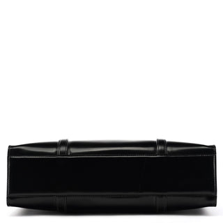 Prada black patent Spazzolato tote bag, side profile