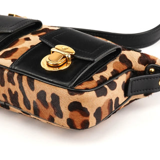 Leopard Print Calf Hair Pocket Shoulder Bag