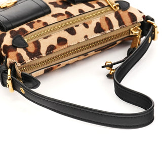 Leopard Print Calf Hair Pocket Shoulder Bag