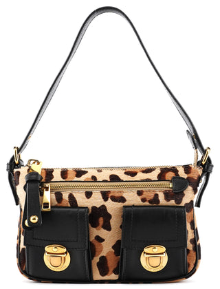 Leopard Print Calf Hair Pocket Shoulder Bag