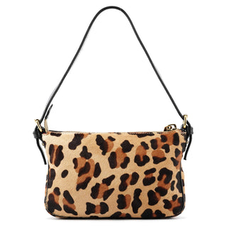 Leopard Print Calf Hair Pocket Shoulder Bag