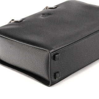 002 1035 Black Leather Bamboo Tote Bag