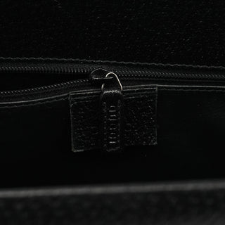 002 1035 Black Leather Bamboo Tote Bag