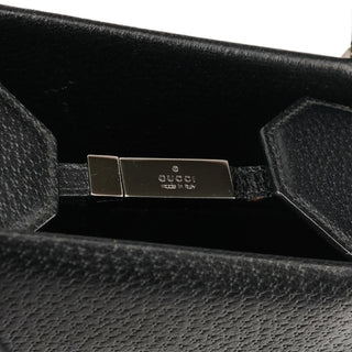 002 1035 Black Leather Bamboo Tote Bag