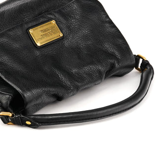Black Leather Classic Q 2-Way Bag
