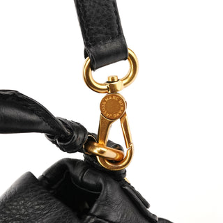 Black Leather Classic Q 2-Way Bag