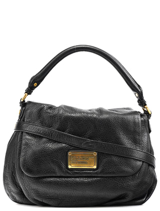 Black Leather Classic Q 2-Way Bag