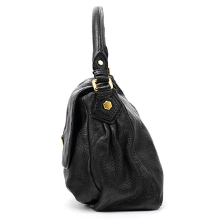 Black Leather Classic Q 2-Way Bag