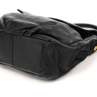 Black Leather Classic Q 2-Way Bag