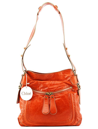Orange Leather Bay Crossbody Bag