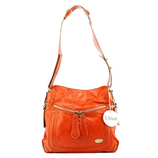 Orange Leather Bay Crossbody Bag