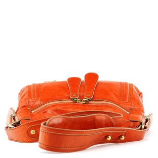 Orange Leather Bay Crossbody Bag
