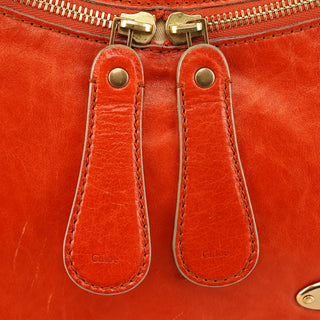 Orange Leather Bay Crossbody Bag