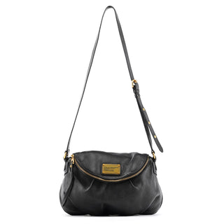 Black Leather Classic Q Crossbody Bag