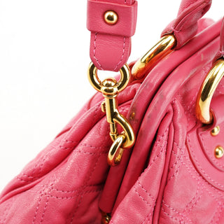 Pink Quilted Leather Stam 2-Way Bag