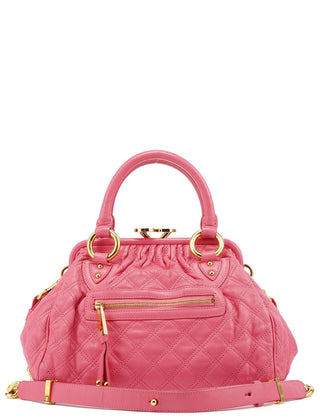 Pink Quilted Leather Stam 2-Way Bag