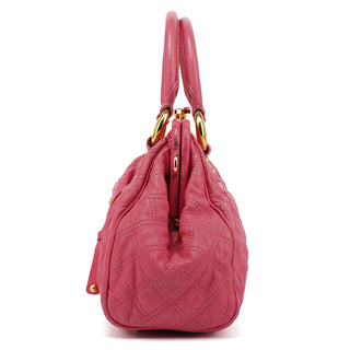 Pink Quilted Leather Stam 2-Way Bag