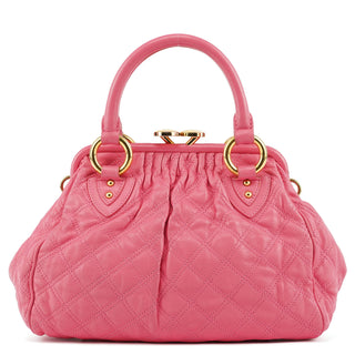 Pink Quilted Leather Stam 2-Way Bag