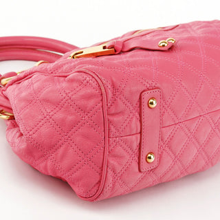 Pink Quilted Leather Stam 2-Way Bag