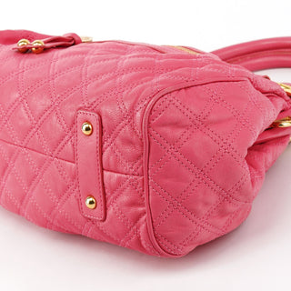 Pink Quilted Leather Stam 2-Way Bag