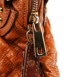 Brown Quilted Snake Embossed Leather Stam 2-Way Bag