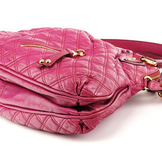Pink Quilted Leather Stam Shoulder Bag