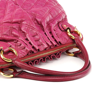 Pink Quilted Leather Stam Shoulder Bag
