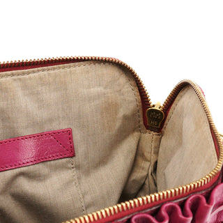 Pink Quilted Leather Stam Shoulder Bag