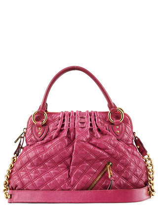 Pink Quilted Leather Stam Shoulder Bag