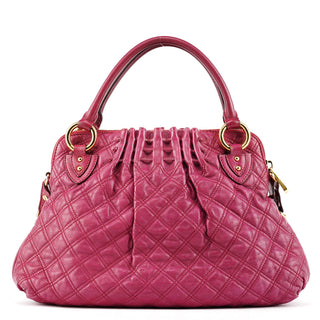 Pink Quilted Leather Stam Shoulder Bag