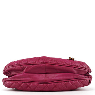 Pink Quilted Leather Stam Shoulder Bag