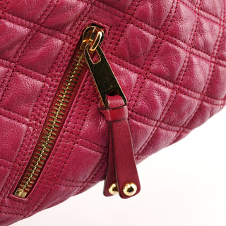 Pink Quilted Leather Stam Shoulder Bag