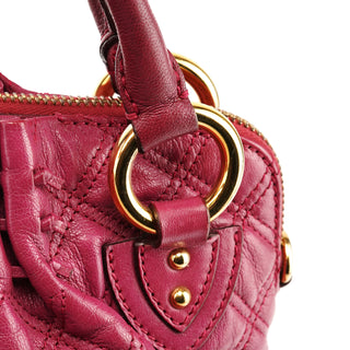 Pink Quilted Leather Stam Shoulder Bag