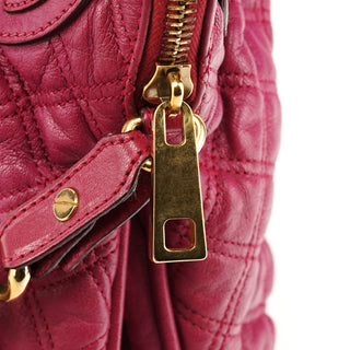 Pink Quilted Leather Stam Shoulder Bag