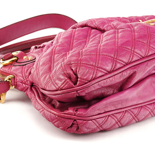 Pink Quilted Leather Stam Shoulder Bag