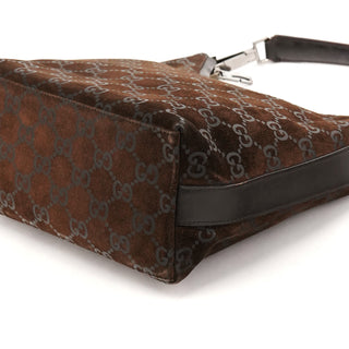 1997 Brown GG Suede Shoulder Bag