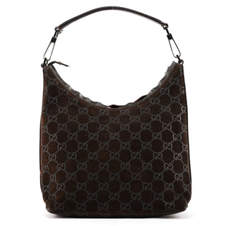 1997 Brown GG Suede Shoulder Bag